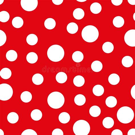 Tile Vector Pattern With Red Polka Dots On White Background Stock