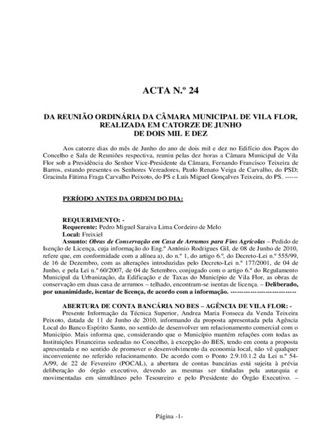 Preenchível Disponível ACTA DA REUNIO ORDINRIA REALIZADA NO DIA TRINTA