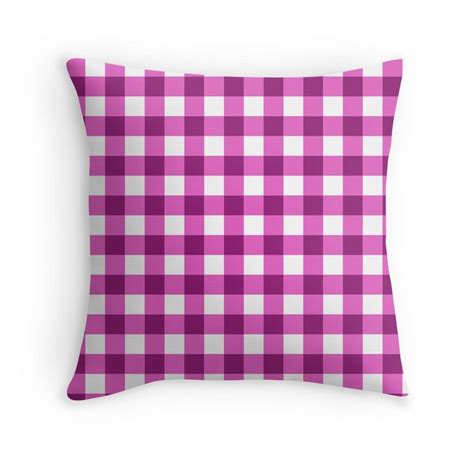 Pink Gingham Pattern Throw Pillow By SaradaBoru Pink Gingham