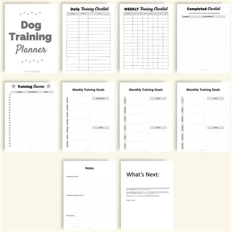 Printable Dog Training Planner Dog Training Tracking Chart Dog Training ...