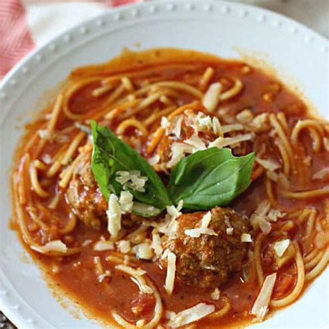 Spaghetti And Meatball Soup Belle Of The Kitchen