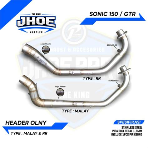 Jual Header Knalpot Motor Sonic Supra Gtr Original Jhoe Muffler