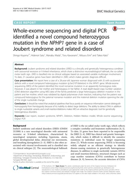 Pdf Whole Exome Sequencing And Digital Pcr Identified A Novel