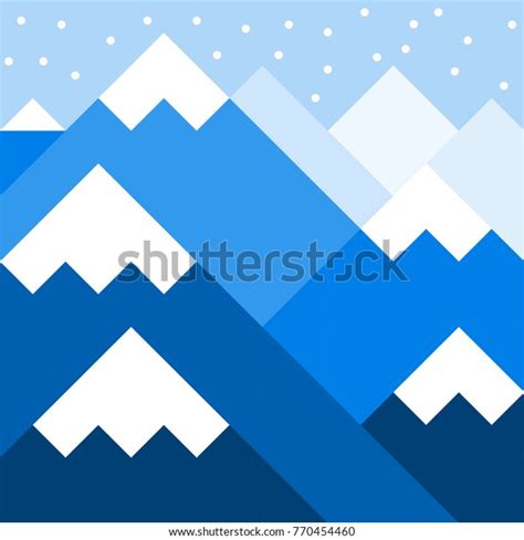 Vector Panoramic Mountain Cartoon Landscape Blue Stock Vector Royalty