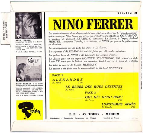 Nino Ferrer Alexandre 45lik Plak EP Deform Müzik