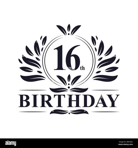 16th Birthday celebration, luxury 16 years Birthday logo design Stock ...