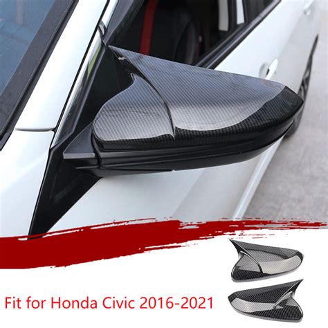 Carbon Fiber Ox Horn Rear View Side Mirrors Cap Cover For Honda Civic 2016 2021 Ebay