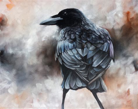 Crow Looking Back Rabe Krähe Vogel Malerei Von Diana Fürch Kunstnet