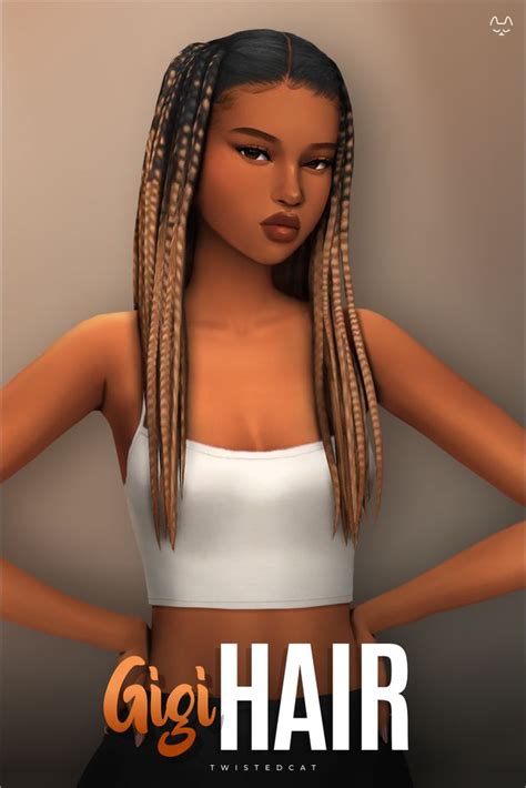 Gigi Hair Twistedcat Sims Curly Hair Sims Hair Sims Afro Hair