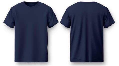 Premium Photo Front And Back Views Of A Navy Blue Men Apparel Tshrit