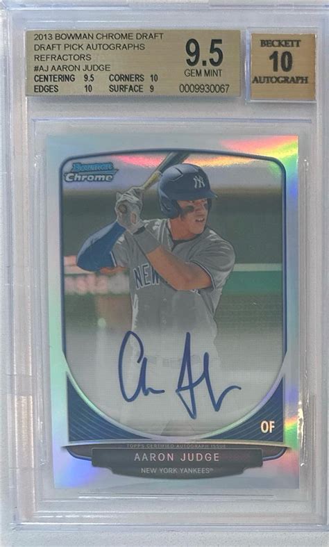 2013 Aaron Judge Bowman Chrome Auto Refractor RC BGS 9 5 Gem Mint W