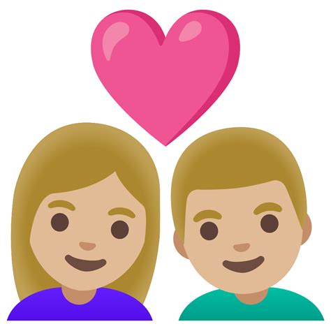 Coppia Con Cuore Donna Uomo E Carnagione Abbastanza Chiara Emoji