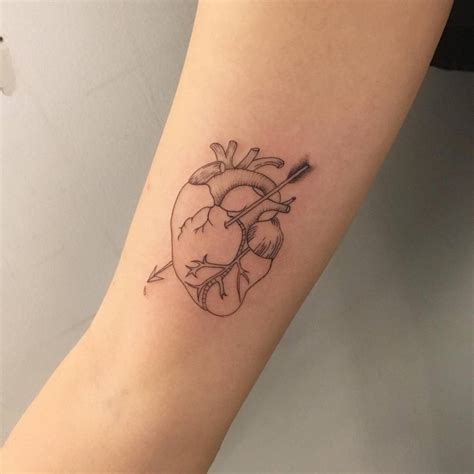 Anatomical Heart And Arrow Tattoo