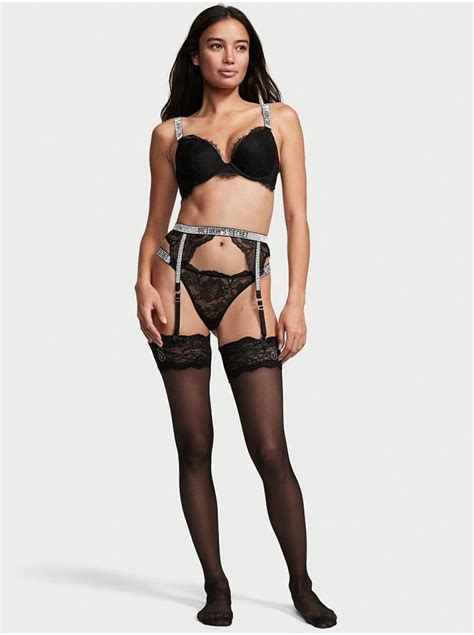 Пояс Victorias Secret Very Sexy Shine Strap Garter Belt Black Lace