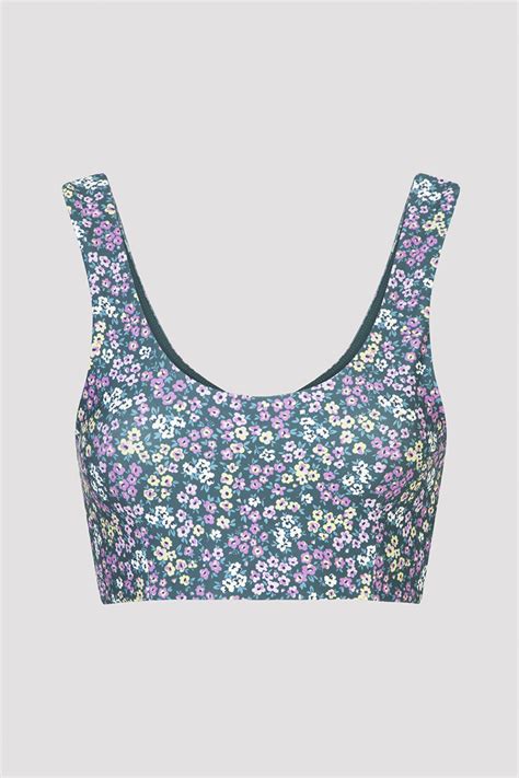 Flower Printed Crop Bikini Üstü PHZMWT V IY MIX Çok Renkli Penti