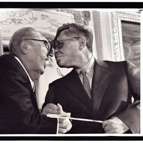 Leonid Brezhnev And Erich Honecker A Hot Kiss Social Stable Diffusion