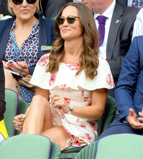 Pippa Middleton Attends Wimbledon 2016 In White Floral Dress