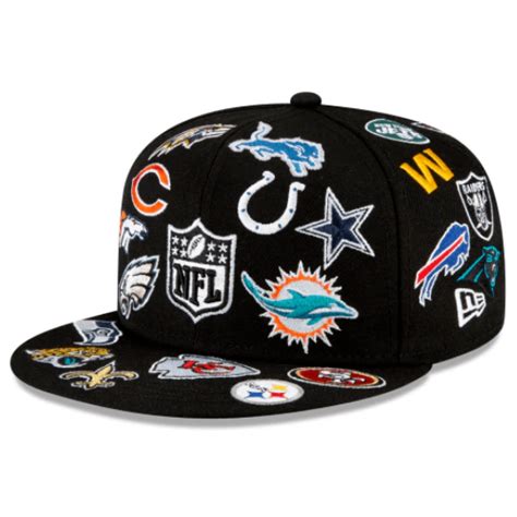 New Era NFL All Over Black Team Logos 59FIFTY Fitted Hat