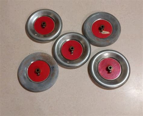 Vintage 1950s Ac Gilbert Erector Set Lot Of 5 3 Inch Disc Wheels Red