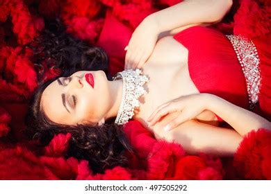 Sensual Lady Red Rose Stock Photo Shutterstock