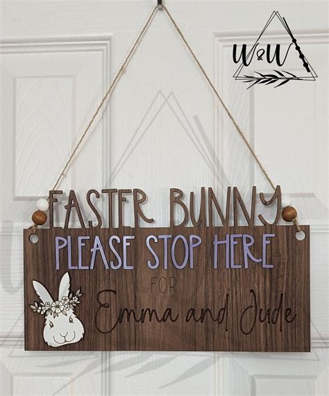 Easter Bunny Stop Here Personalized Sign Custom Easter Sign