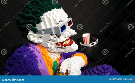 The Joker Entirely Made With Lego Bricks With D Glasses In A Cinema