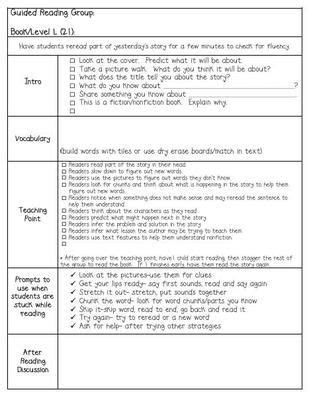 Guided Reading Lesson Plans Template