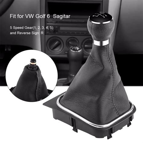 5 Speed Car Gear Shift Knob Gearstick Gaiter Boot Kit For Golf 6 Mk5