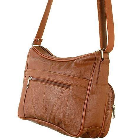 Womens Leather Organizer Purse Shoulder Bag Multiple Pockets Cross