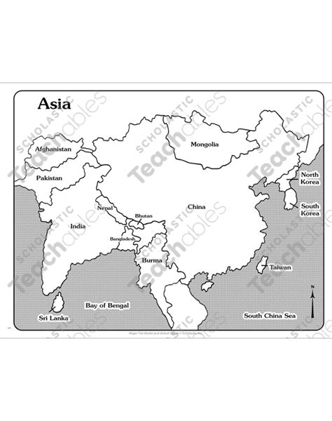 Labeled Map Of Asia Black And White