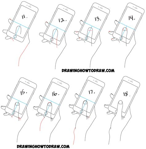 How to Draw a Hand Holding a Cell Phone / iPhone in Easy Step by Step ...