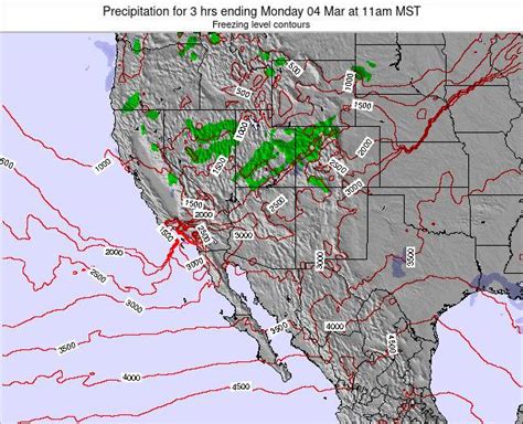 Arizona Precipitation for 3 hrs ending Tuesday 23 Feb at 5pm MST