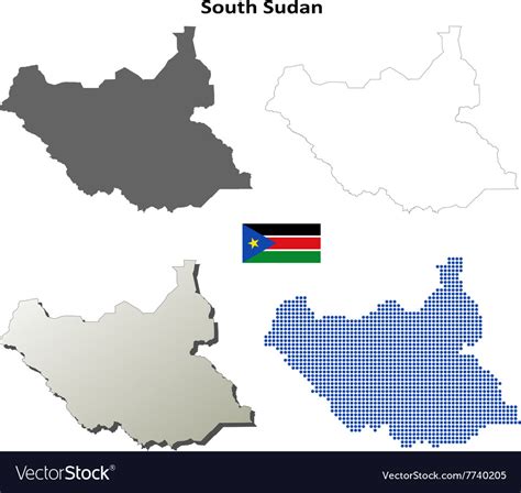 South sudan outline map set Royalty Free Vector Image