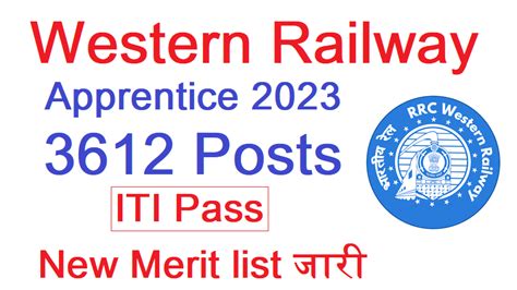 Western Railway Apprentice 2023 New Merit List 2023 ITI Pass 3612