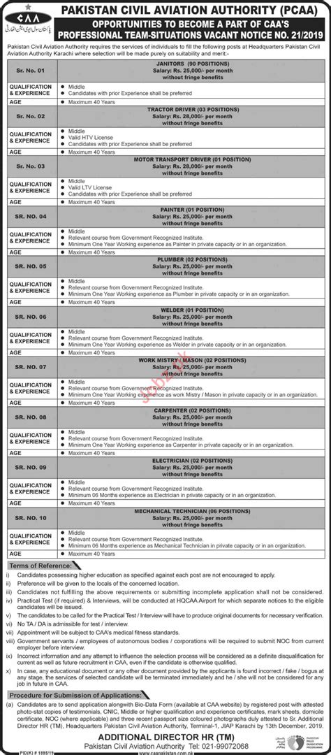 Pakistan Civil Aviation Authority Pcaa Jobs Job Advertisement