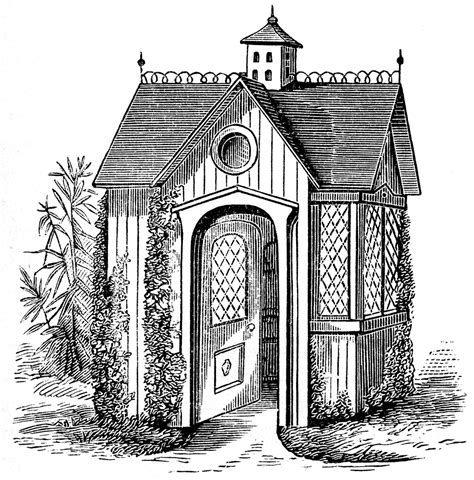 Vintage Clip Art - Victorian Garden House - The Graphics Fairy