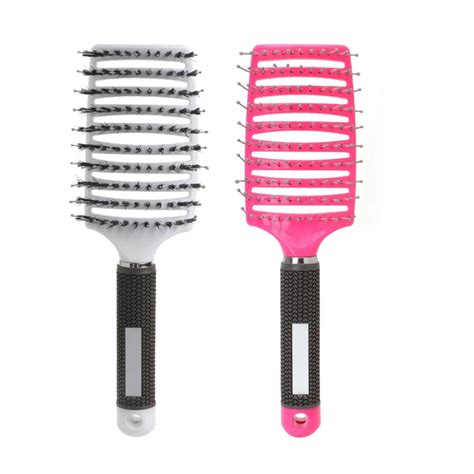 Hot Hairbrush Bristle Nylon Comb Hair Scalp Massage Salon Hairdressing Styling Tools Redwhite