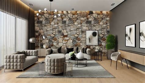 Interior stone wall design for living room: how to elevate your space