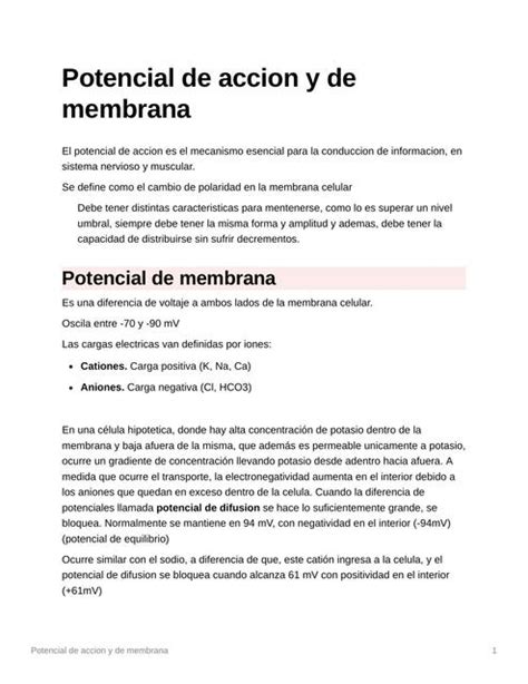 Potencial De Acci N Y Membrana Mariana Ju Rez Recinos Udocz