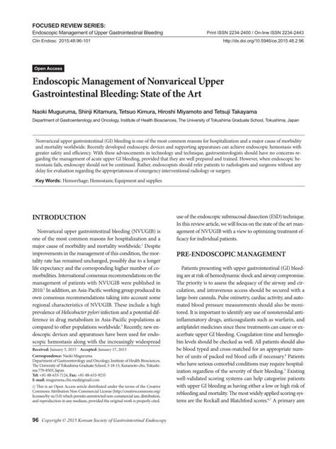 Pdf Open Access Endoscopic Management Of Nonvariceal Upper