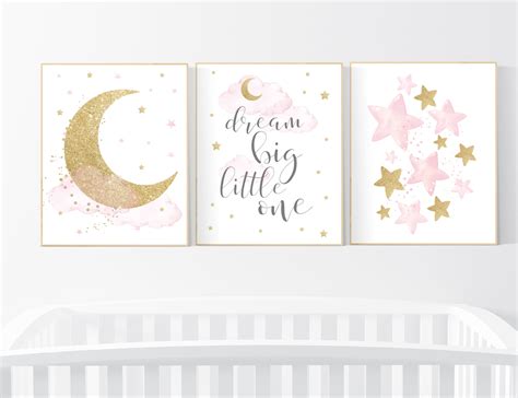 Nursery Wall Art Girl Baby Room Decor Girl Gold and Pink | Etsy