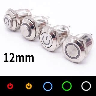 12mm Metal Push Button Switches Illuminated Waterproof Flat Head High