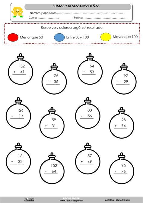 sumas y restas navideñas
