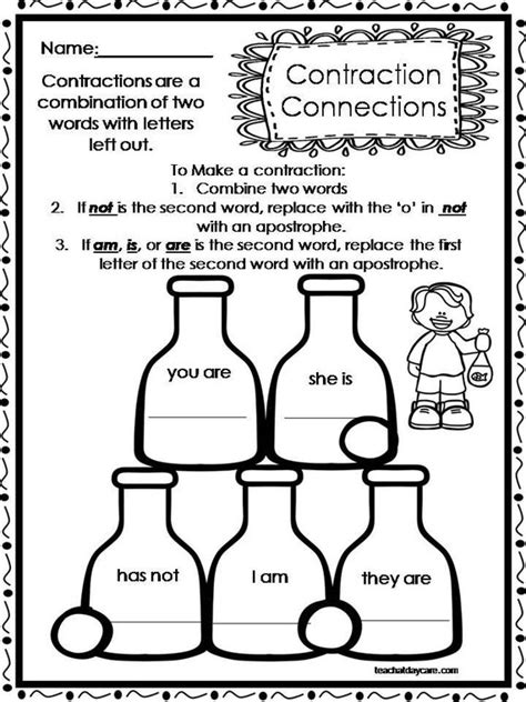 10 Printable Contractions Worksheets 1st 2nd Grade Ela Worksheets Worksheets Library