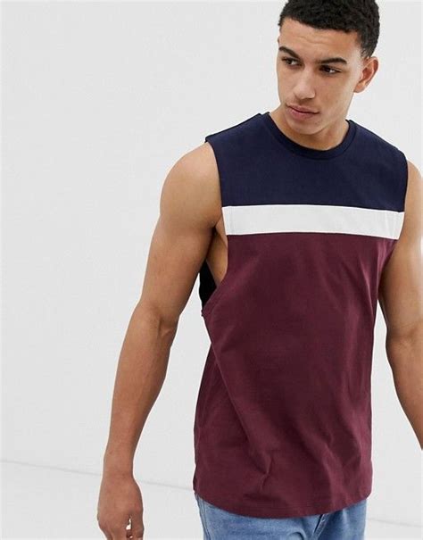 Asos Design Relaxed Sleeveless T Shirt With Dropped Armhole And Color