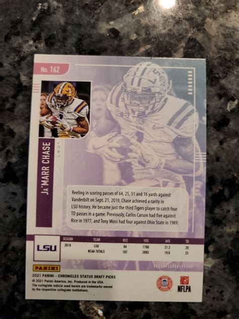 2021 Panini Chronicles Status Draft Picks RC Ja Marr Chase LSU Tigers