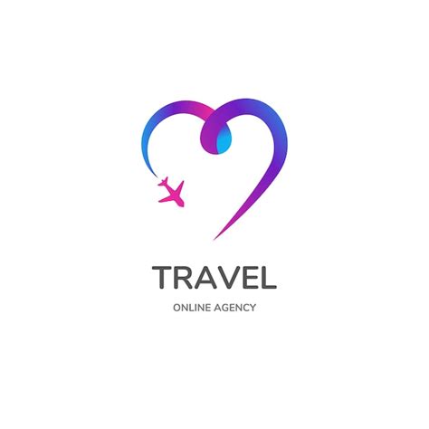 Premium Vector Free Vector Heart And Airplane Travel Agency Logo