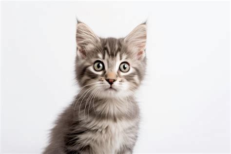 Un Gato Gris Y Blanco Con Nariz Negra Y Ojos Verdes Foto Premium