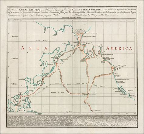 Carte De L Ocean Pacifique Au Nord De L Equateur D Apres Les Dernieres