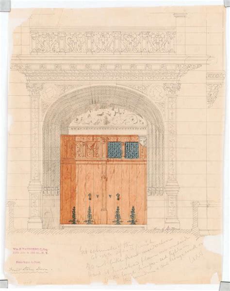 Mansion for William K. and Alva Vanderbilt, 660 Fifth Avenue, New York City. Front storm door ...